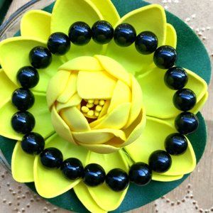 Men or Womens Black Tourmaline 10mm Stones bracelet 100% Genuine Precious Stones